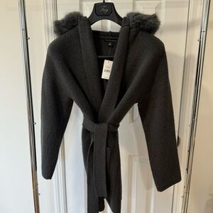 NWT Saks fifth ave belted and hooded cardigan